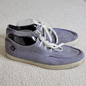 REEF Deck Hand 2 Men's Sz 13 Purple Lace Up Coastal Casual Shoes Chambray Denim